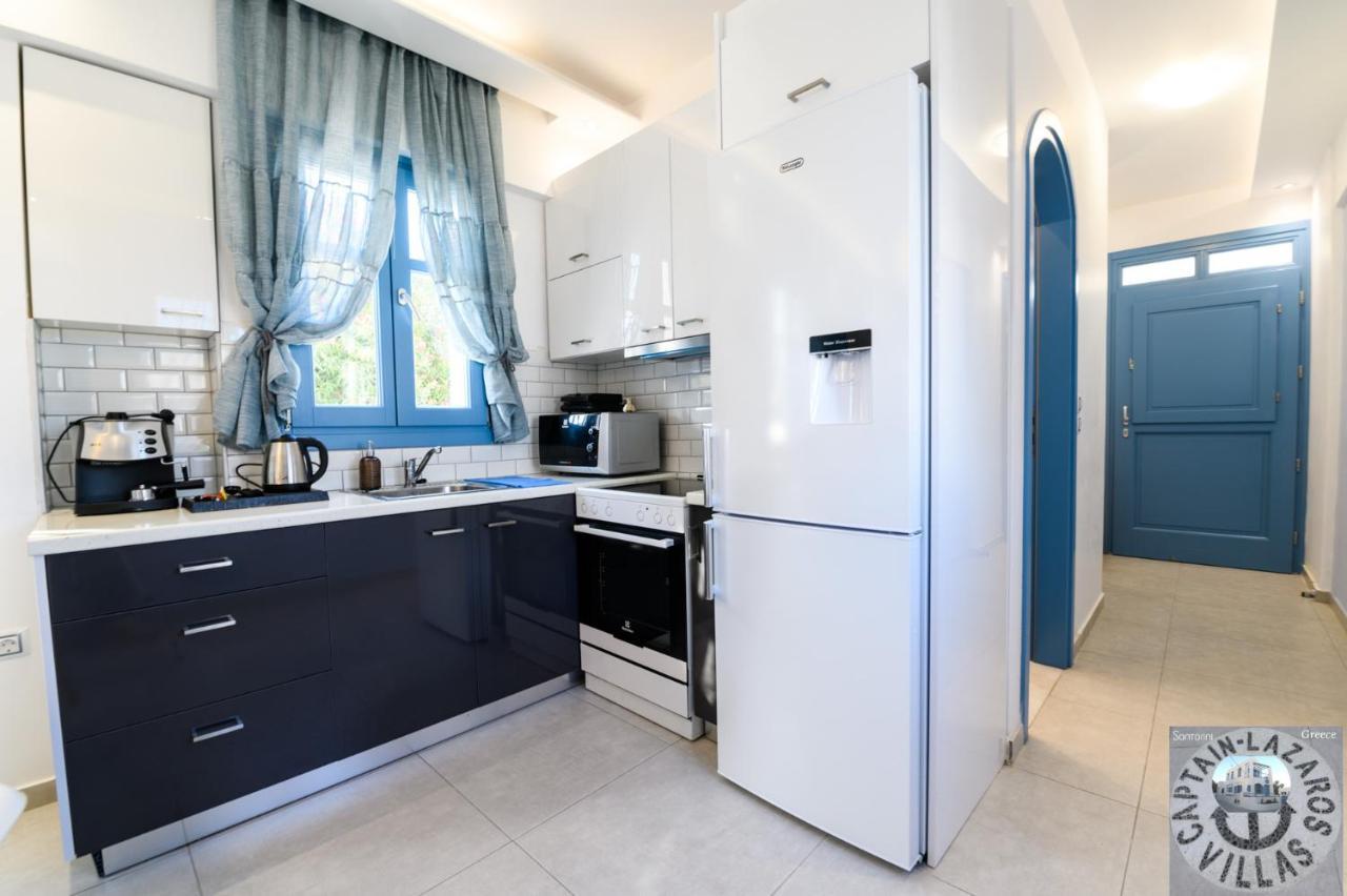 Located By The Sea One Beachfront Private Captain Lazaros Pool Villa With Loft In 750Sqm Spacious Private Plot-Jacuzzi-Sunrelax-Furnished Terace-Gazebo-Private Parking,Sleep 3 Adults And 2 Children, Just Steps From The Black Beach-Seaview Perissa  Buitenkant foto