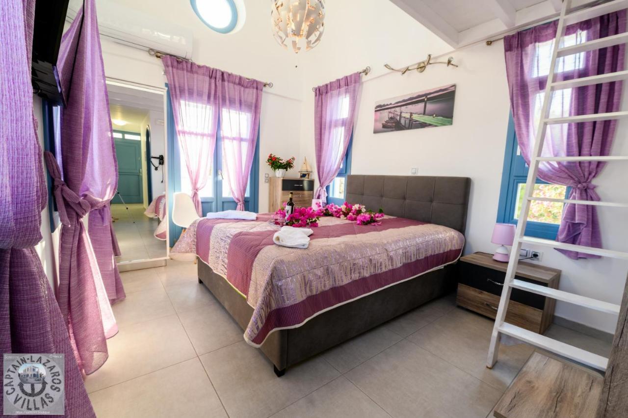 Located By The Sea One Beachfront Private Captain Lazaros Pool Villa With Loft In 750Sqm Spacious Private Plot-Jacuzzi-Sunrelax-Furnished Terace-Gazebo-Private Parking,Sleep 3 Adults And 2 Children, Just Steps From The Black Beach-Seaview Perissa  Buitenkant foto